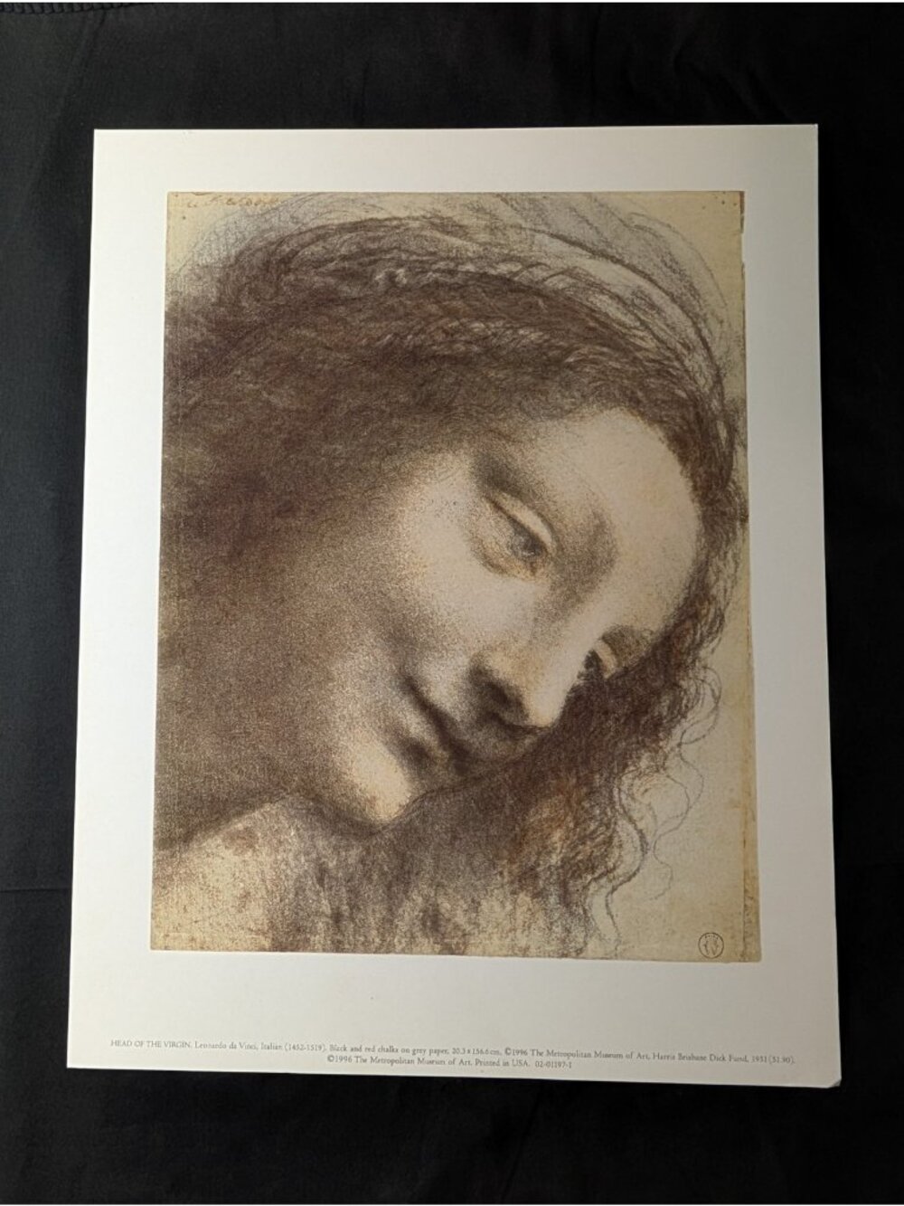 The Metropolitan Museum of Art Print "Head of the Virgin" Leonardo Da Vinci 1996